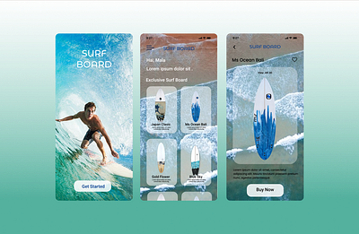 SURF BOARD SHOP UI/UX 3d app desain design graphic design illustration ocean sea surfboard surfing ui uiux ux waves