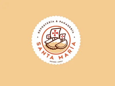 LOGO REPOSTERIA & PANADERIA SANTA MARIA bakery branding. cute desert empanada food graphic design ilustration isotype logo logos logotipo logotype mexican orange reposteria restaurant santamaria vector