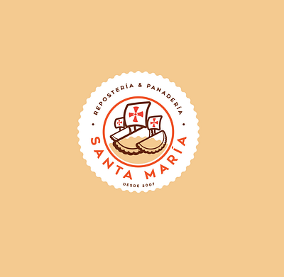 LOGO REPOSTERIA & PANADERIA SANTA MARIA bakery branding. cute desert empanada food graphic design ilustration isotype logo logos logotipo logotype mexican orange reposteria restaurant santamaria vector