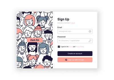 Sign Up page design ui ux