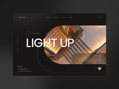 Stairs Light - Website Concept dark ui design interior interior design navigation typo typography ui ui web ux web website website design