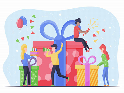 Birthday Party Free Vector Design birthday design event events free freebie freevector graphics illustration illustrations party people vector