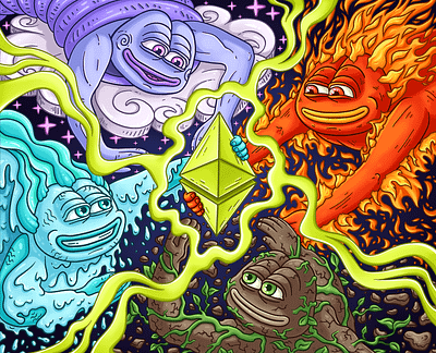 ✨ Metaverse primal elements ✨ 2d art blockchain cartoon character character design comic crypto crypto art crypto artist crypto meme elements ethereum illustration maskot meme meme design memes pepe primal elements token token maskot