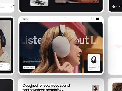 Sonos - E-commerce Landing Page Design clean design desktop e commerce earphone ecommerce electronic headset lannding page minimalist shop sonos sound sound system speaker ui ux website