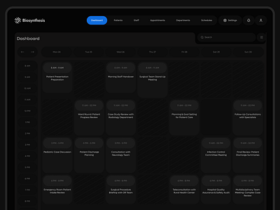 Medical Appointment Web Dashboard agenda view booking view calendar dark mode booking dashboard dashboard ui medical appointment medical booking view ui