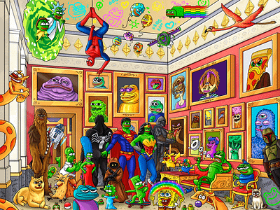 🏆 Pepe Metaverse Gallery 🏆 2d art andy blockchain brett comic crypto crypto art doge frog illustration landwolf matt furie meme meme art meme coin memecoin memes nft pepe token