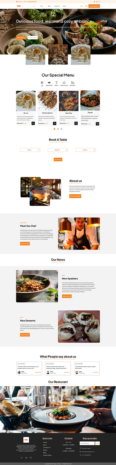 Restaurant Website Homepage UI resturant resturantwebsite ui uidesign uiux website