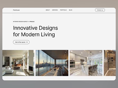 Futurhouse - Interior Design Agency Website - Main Page architecture clean layout design services dining room home decor illustration interface interior interior design landing page living room luxury modern design modern living porfolio simple layout ui ux design website white theme