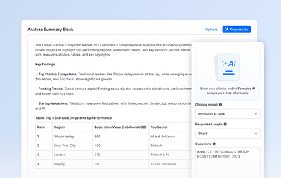 AI Analysis Summary Block ai analysis block dashboard data form summary tags