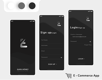 Sign up / Login / Splash UI appicon appui branding darkmode ec ecommerce graphic design login sign up signin ui ux