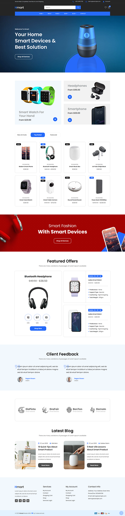 Hmart - Electronics eCommerce HTML Template bootstrap5 electronics ecommerce website electronics parts electronics store responsive smart products