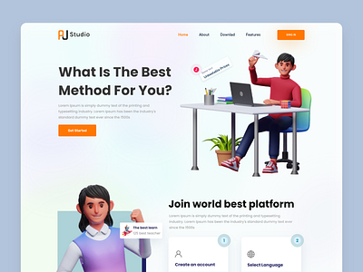 Life Coaching Landing Page Design course landing page learning platform online learnig study design study landing page study platform ui design website