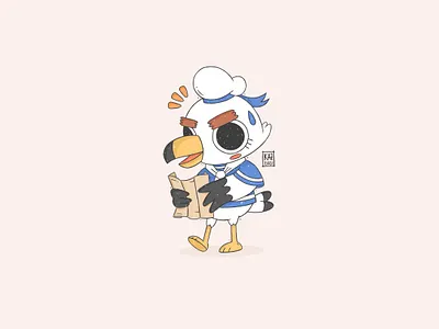 Gulliver ジョニー animal crossing bird cartoon character design fan art fanart gulliver illustration kawaii map new horizons nintendo pirate procreate seagull video game