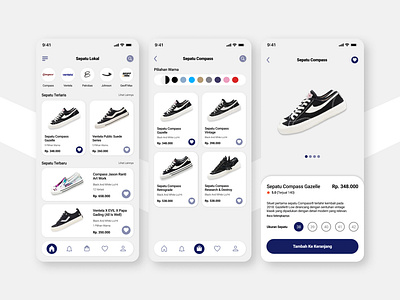 Shoes App - Aplikasi Sepatu Lokal aplikasi mobile compass gazelle local lokal lokal pride mobile app patrobas sepatu compass shoes shoes app ui uiux ux