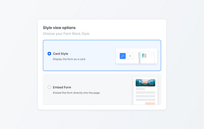 Form View Options card editor embed form form card form style options style uidesign view