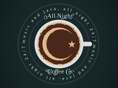 All-Night Coffee Co. branding coffee coffee logo coffee store design graphic design illustrator logo retro vector