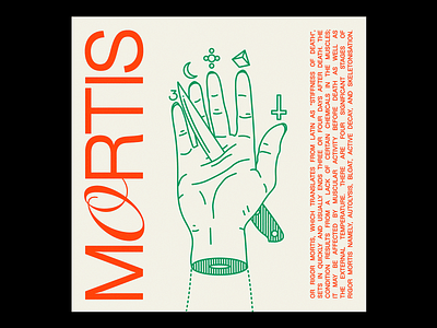 M𝓞RTIS death design graphic green hand illustration minimal mortis occult red symbols type typography