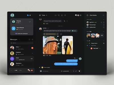 Web Messenger UI app chat dark dashboard design golo interface messenger minimal product design social ui ui design user experience user interface ux ux design web web design