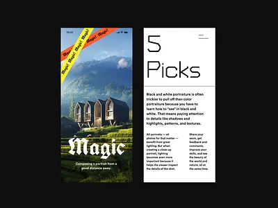 Photography Exploration - Mobile branding design mobile mobiledesigner mobileui typography ui ui design uiux userinterfacedesign ux webdesign