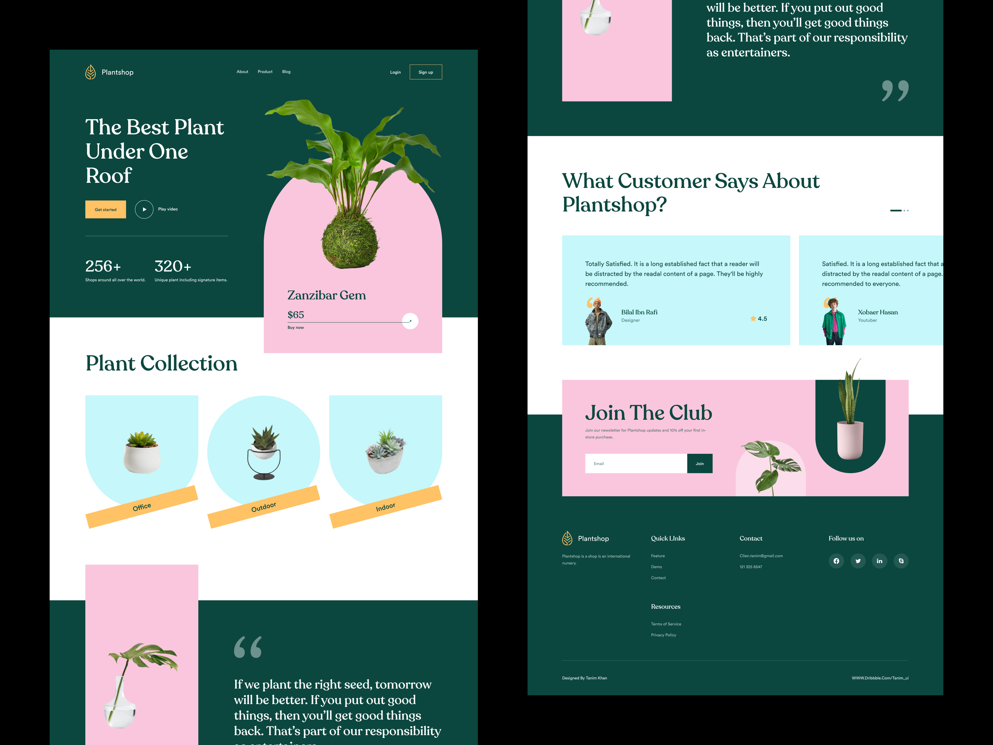 Plant Shop V2 - Landing Page design ecommerce garden green homepage indoor interface interior landing leaves plant planting pot shop store tanim ui web web header website