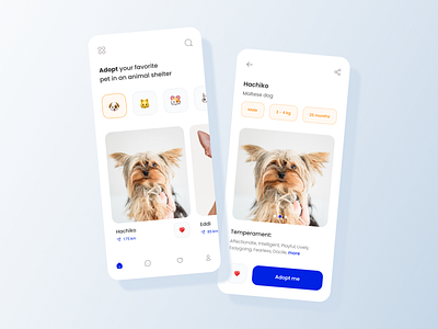 Pet Adoption Application adopt adoption app application cat clean design dog gradient instagram minimal mobile mockup pet pet adoption popular trend ui uidesign uiux