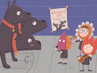 Fanart for Harry Potter animals book cartoon cartoony character characters child children disguise fanart potter flowers funny harry potter hermione illustration magazine potter ron weasley school of magic stylized