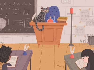 Fanart for Harry Potter book cartoon cat character fairy fairy tale fanart potter gryffindor harry potter hogwarts illustration magazine magic postcard professor professor mcgonagall school sorcery student transformation