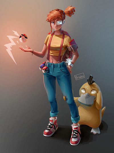 Pokémon fan art character character design concept art illustration misty pokemon psyduck