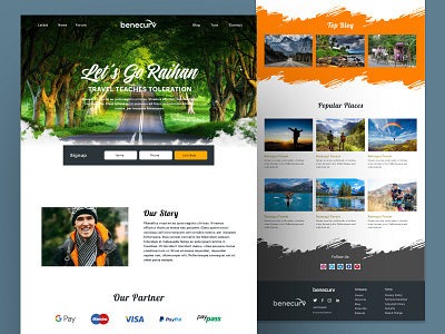 Travel website landing page design branding designer travel landing page travelwebsitedesign ui ui design user interface design ux ux design web design