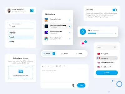 Design Components / Light Version app application component components design dropdown inputs light minimal mobile modern switch trend ui ux