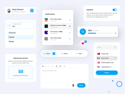 Design Components / Light Version app application component components design dropdown inputs light minimal mobile modern switch trend ui ux