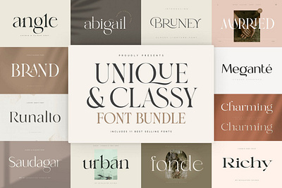 Unique & Classy Modern Font Bundle branding design icon illustration logo photos typography ui ux vector