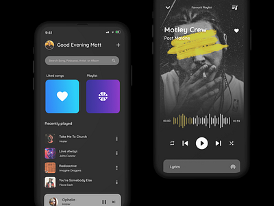 Music Player #DailyUI009 album artist billboard clean dailyui dark design mobile app music music player playlist podcast post malone radio song soothing spotify ui ux