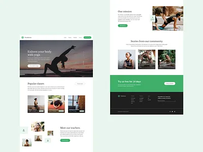 ThinkDivine - Yoga website design concept branding concept health landing page meditation online class typography ui ux web design yoga yoga studio