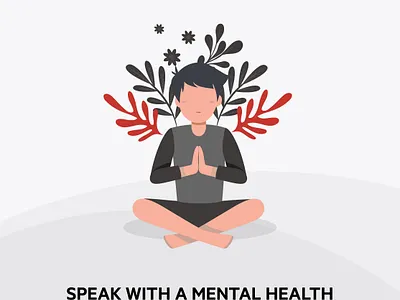 Peace of Mind! Vector Illustration - Mental Health adobe illustrator awareness campaign breathing graphic design graphic illustration illustration man hands closed meditation mental health mind mohamed saquib peace praying safety campaign social media vector illustration white baclground