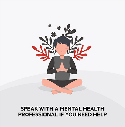 Peace of Mind! Vector Illustration - Mental Health adobe illustrator awareness campaign breathing graphic design graphic illustration illustration man hands closed meditation mental health mind mohamed saquib peace praying safety campaign social media vector illustration white baclground