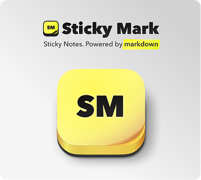 Sticky Mark: Sticky Notes powered by Markdown design icon logo macos skeuomorphic