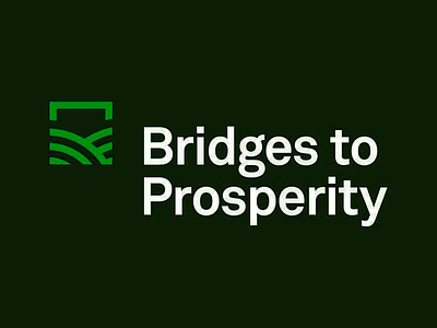 Bridges to Prosperity Green Branding brand identity brand logo branding bridges to prosperity clean company logo creative design green green design green logo logo logo design logo mark modern symbol typography typography design visual identity vsual