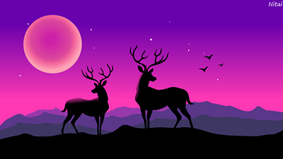 Deer Landscape graphic design illustration vector