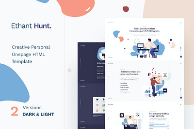 Ethant Hunt - Personal HTML Onepage Template app branding design documents freelancer graphic design html illustration job logo motion graphics online personal pitch deck ui ui design ux ux design web website