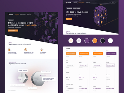 Flume Internet - Website and Design System 5g branding design fiber fiber cable fibercable graphic design illustration inspiration internet isp newyork pods router ui uidesign ux uxdesign uxui webdesign