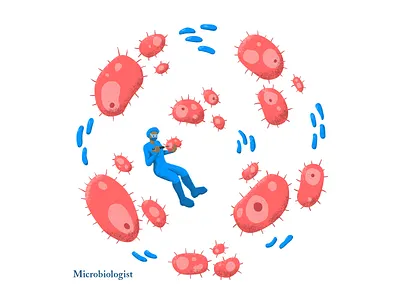 Careers in Biology: Microbiologist biology editorial illustration microbiology