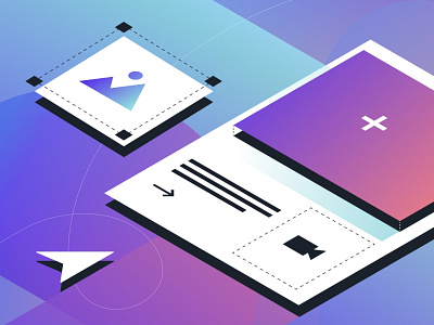 Page Builder Blog Images blog branding drag and drop ecommerce figma frontend gradients illustration isometric modular page builder shogun vector