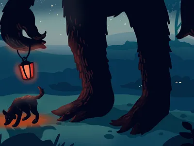 Jack-Jack and The Bean: Nightwatch design digital painting dog illustration lantern monsters nature night storybook