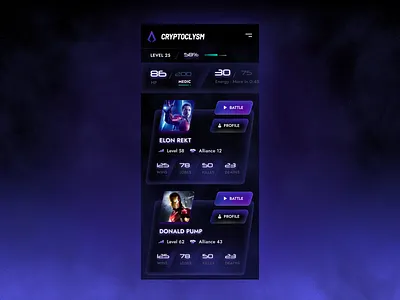 GameToken - Mobile Version app crypto dark dashboard game gamers games gaming mobile mobile app nft product product design ui design ux design