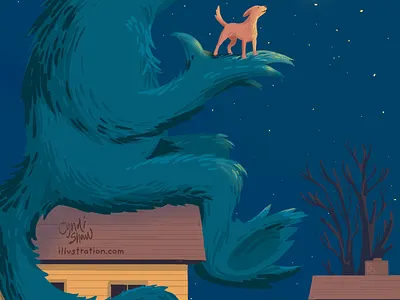 Nightwatch: Bean takes Jack-Jack to see the stars design digital painting dog illustration monster nature night stars storybook storyillustration