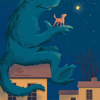 Nightwatch: Bean takes Jack-Jack to see the stars design digital painting dog illustration monster nature night stars storybook storyillustration