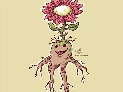 Merciful Mandrake character design cute design digital painting flower game art illustration mandrake monsters nature