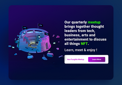 Landing page : NFT Meetup | 3D Design 3d artist branding design designer glassmorphism graphic design illustration logo nft render ui ui design