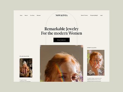 Novalivia Landing Page design adobe xd brand buy clothing ecommerce fashion figma jewelry landing page minimal modern web product ui ux web web design website women